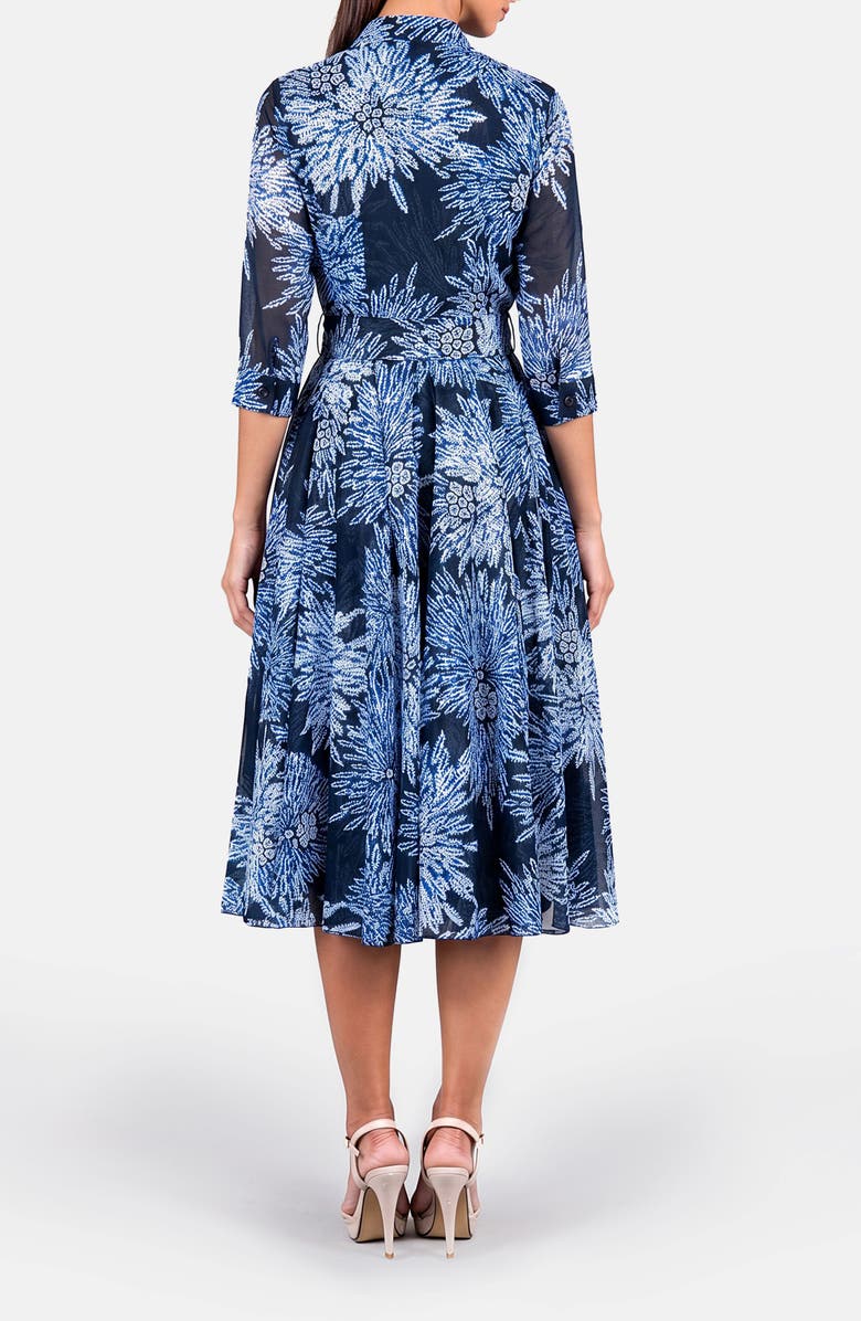 SAMANTHA SUNG Shibori Belted Midi Shirtdress, Alternate, color, Indigo Blue