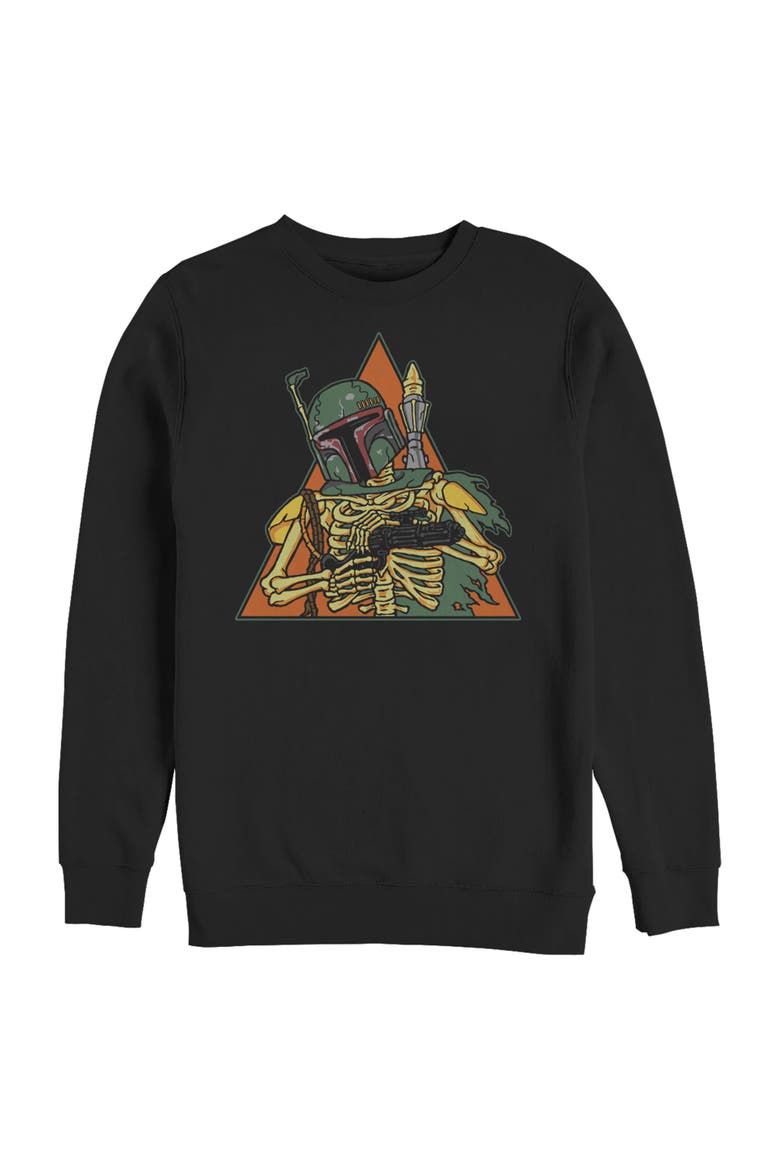 Mens Star Wars Gray Boba Fett Skeleton Sweatshirt, Main, color, Black