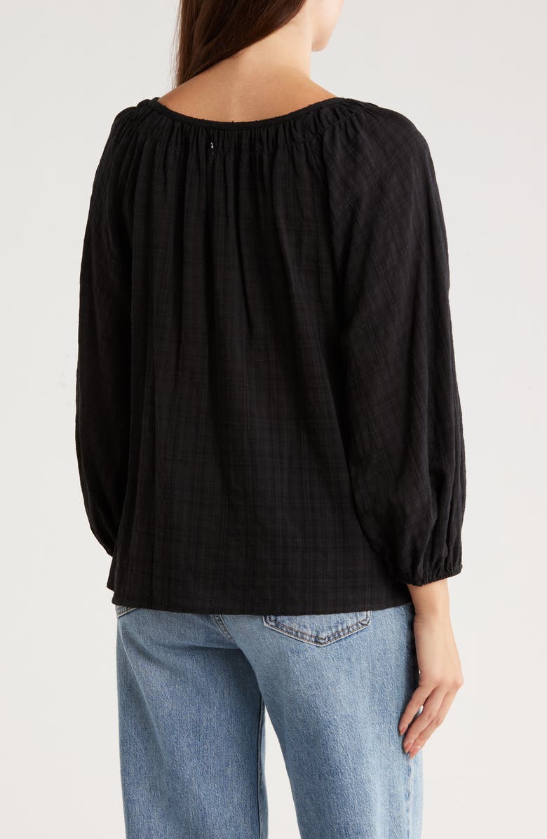 MAX STUDIO Gauze Puff Sleeve Bubble Top, Alternate, color, Black-Black