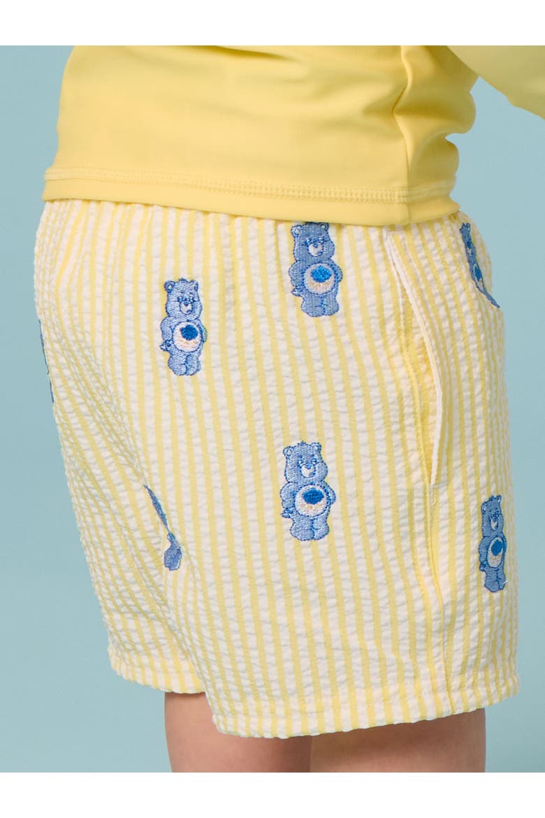 Care Bears Performance Hybrid Swim Trunks, Alternate, color, Banana Grumpy Bear Care Bears