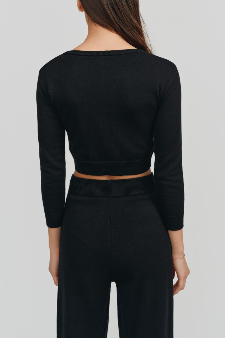 Astrid Long Sleeve Crop Sweater, Alternate, color, Black