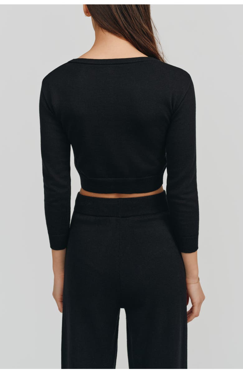 Kathryn McCarron Astrid Long Sleeve Crop Sweater, Alternate, color, Black