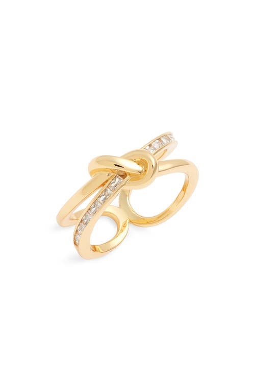 Nordstrom Cubic Zirconia Knot Open Ring in Clear- Gold at Nordstrom, Size 8