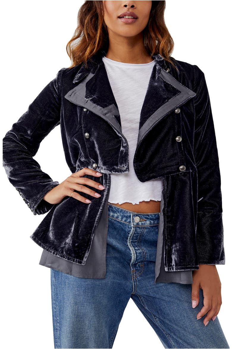 Faye Velvet Jacket, Main, color, EBONY