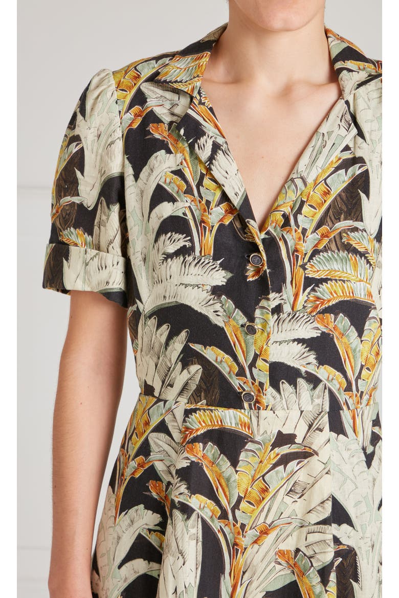 Baxter Linen Sleeved Dress, Alternate, color, Black & Khaki