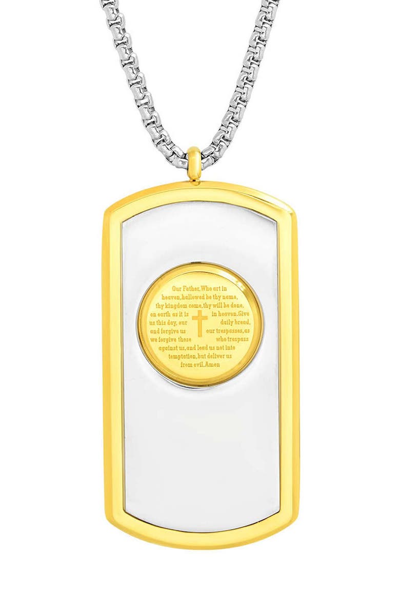 Men's Two Tone Stainless Steel Dog Tag Pendant Necklace, Main, color, GOLD