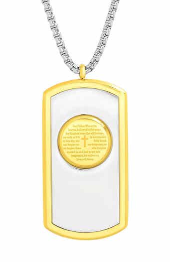 Men's Two Tone Stainless Steel Dog Tag Pendant Necklace