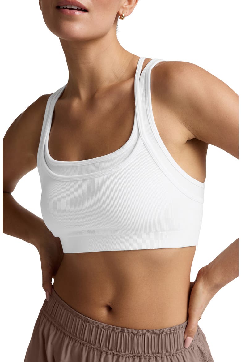 Seamless Moves Layered Sports Bra, Main, color, WHITE