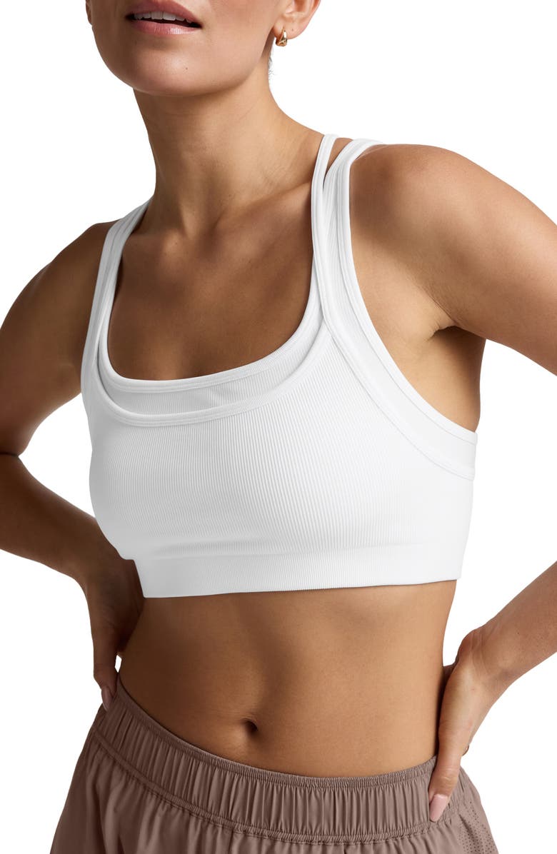 Beyond Yoga Seamless Moves Layered Sports Bra, Main, color, White
