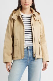Caslon® Cotton Parka with Removable Hood