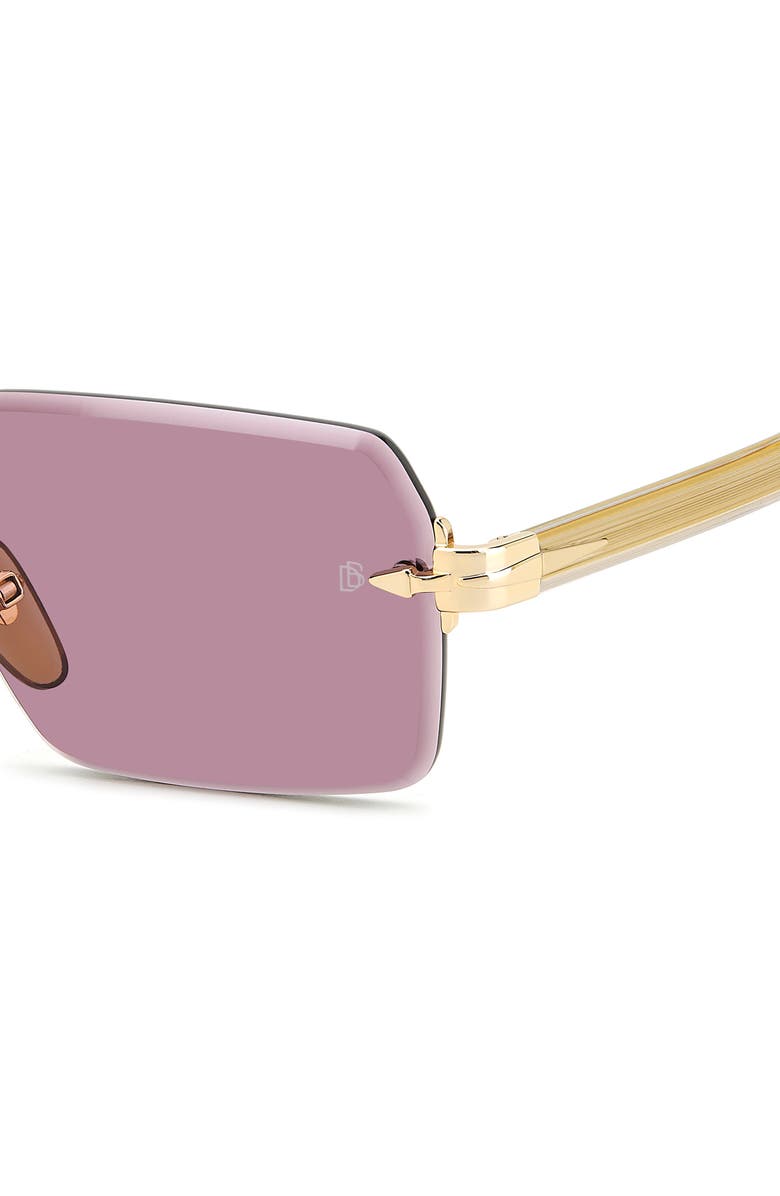 David Beckham Eyewear 56mm Rimless Rectangular Sunglasses, Alternate, color, Gold Crystal