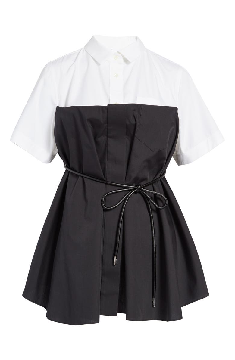 Sacai Colorblock Cotton Poplin Button-Up Shirt, Alternate, color,