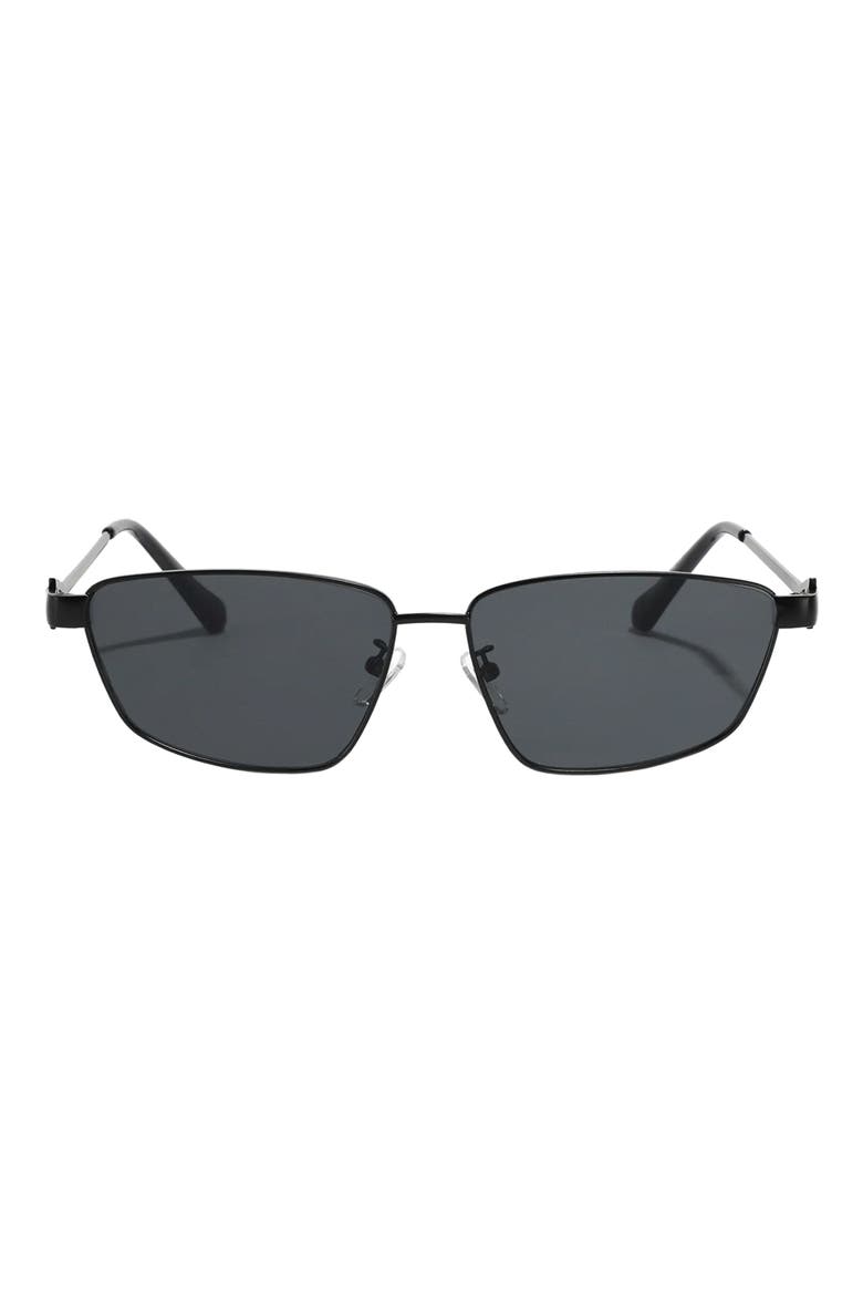 Cleo 60mm Polarized Geometric Sunglasses, Main, color, BLACK/ BLACK