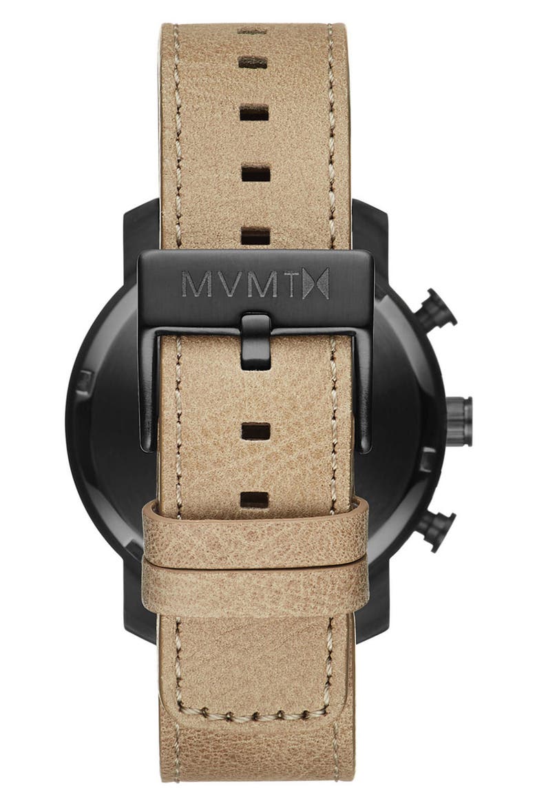 MVMT Chronograph Leather Strap Watch, 40mm, Alternate, color, SANDSTONE/ GUNMETAL