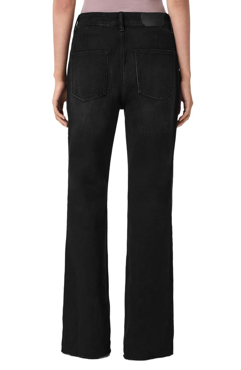 AllSaints Ember Relaxed Raw Hem Flare Jeans, Alternate, color, Washed Black