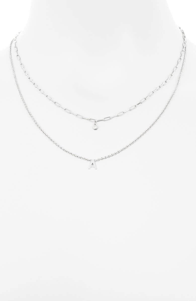 MESHMERISE Diamond Initial Charm Necklace, Alternate, color, White-A