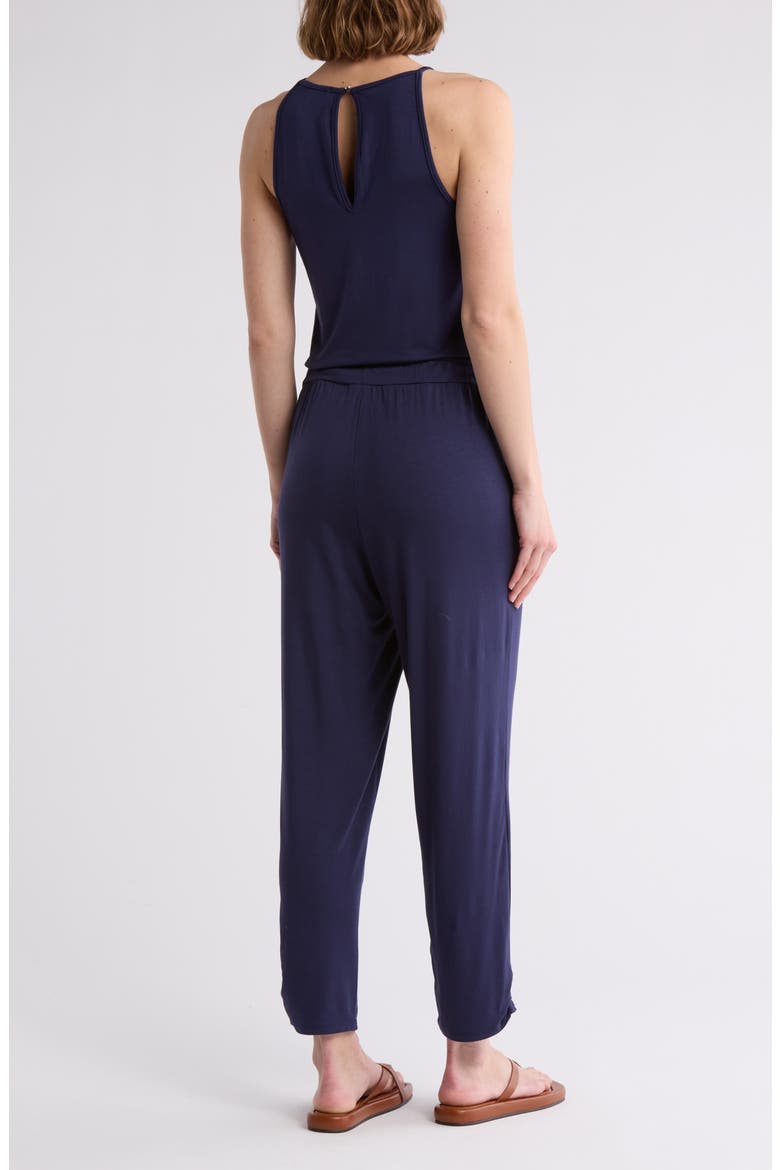 Linda Ruched Straight Leg Jumpsuit, Alternate, color, PEACOAT NAVY