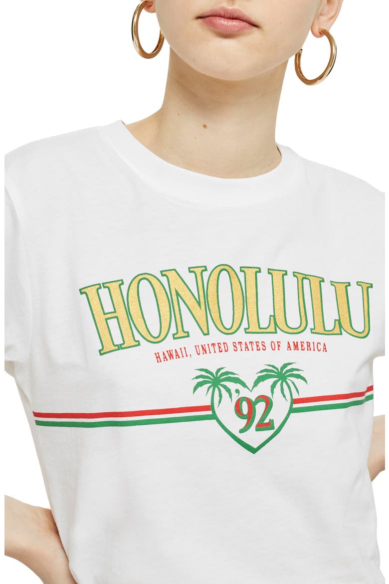 Honolulu Motif T-Shirt, Main, color, WHITE