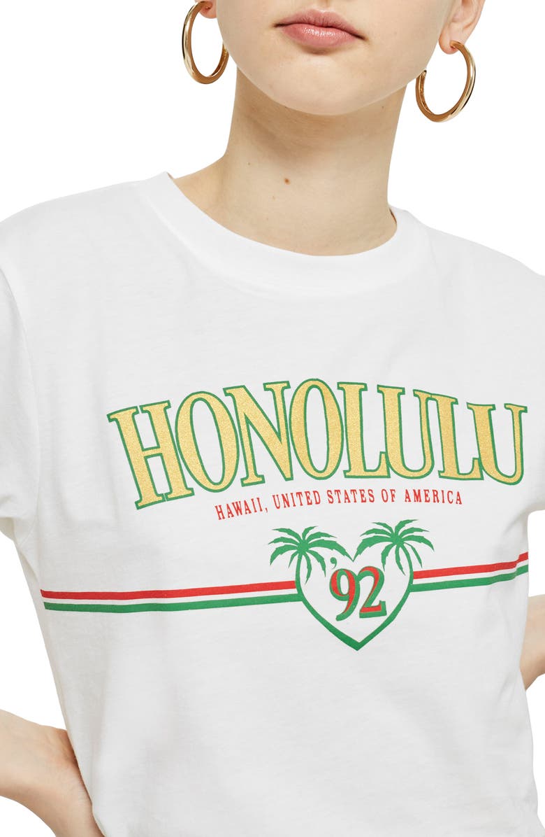 Topshop Honolulu Motif T-Shirt, Main, color, 