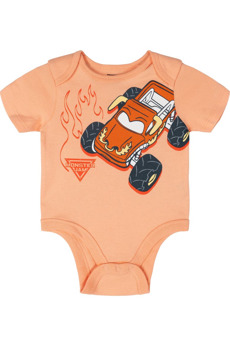 5-Pack Short Sleeve Bodysuits, Alternate, color, Monster Jam Multi