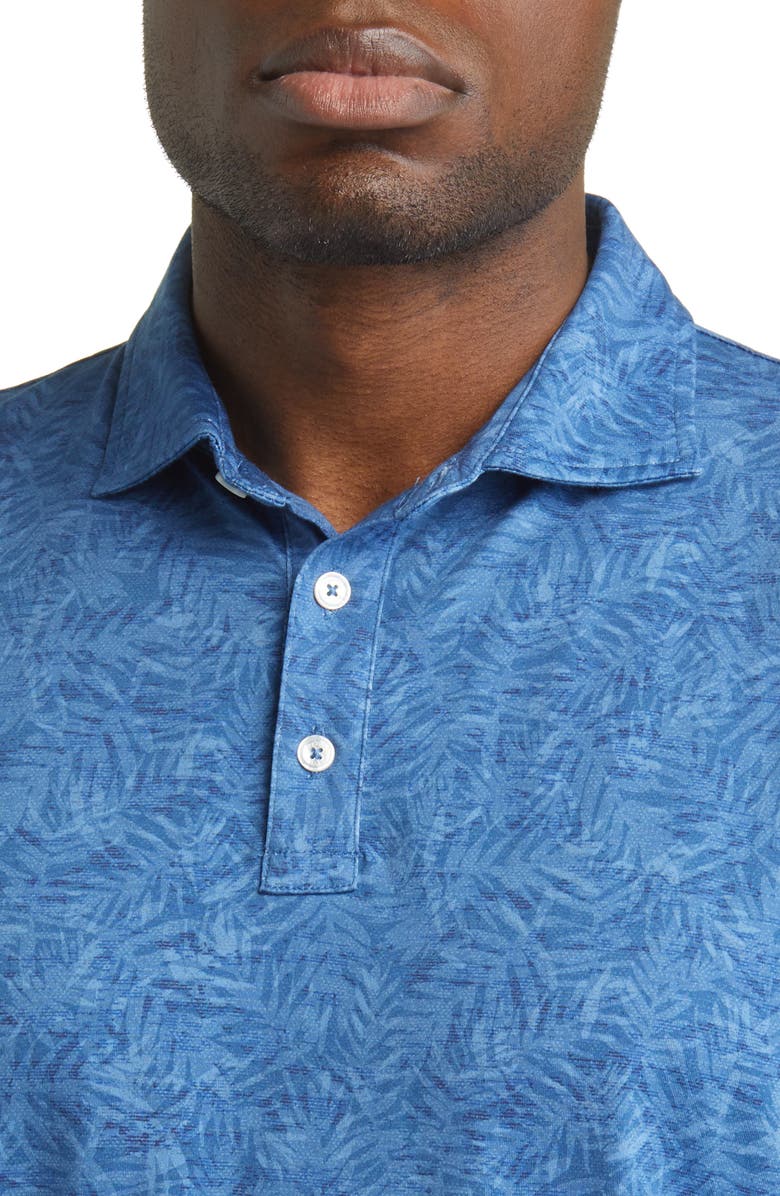 Peter Millar Pilot Mill Palms Print Pima Cotton Polo, Alternate, color, Indigo