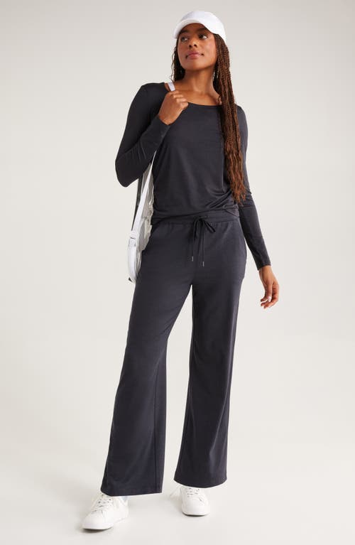 Zella Restore Soft Lite Ruched Long Sleeve T-shirt In Black