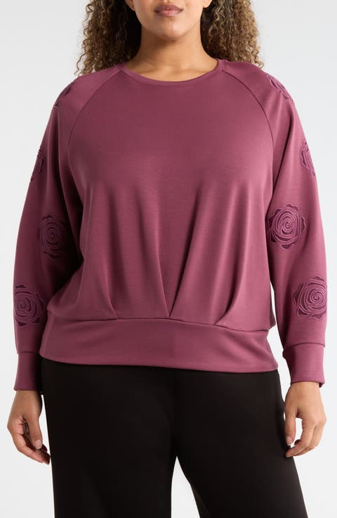 Rose Embroidered Scuba Top (Plus)