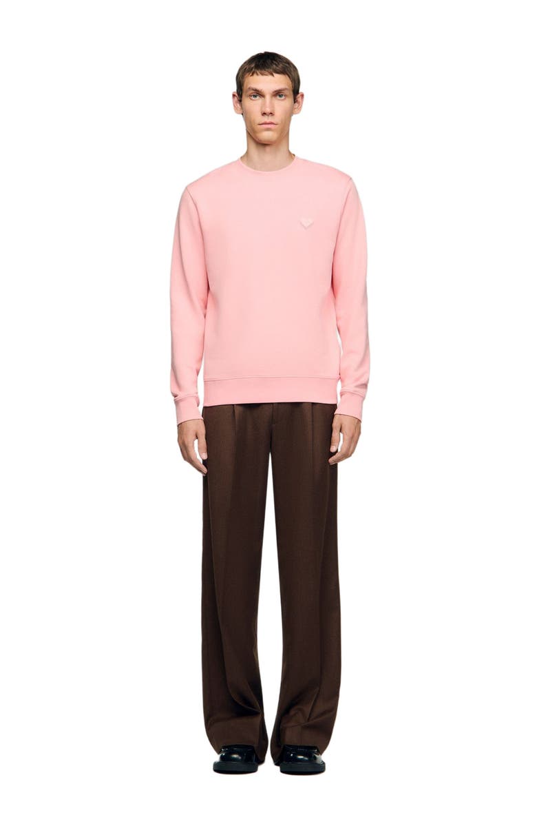 SANDRO Heart patch crewneck, Alternate, color, Baby Pink