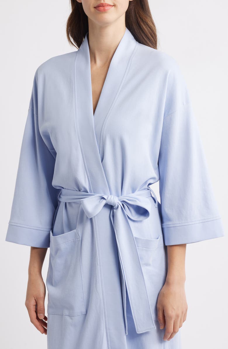 EILEEN FISHER SLEEP Three Quarter Sleeve Organic Cotton Robe, Alternate, color, 