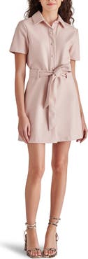 Steve Madden Jolene Belted Faux Leather Mini Shirtdress