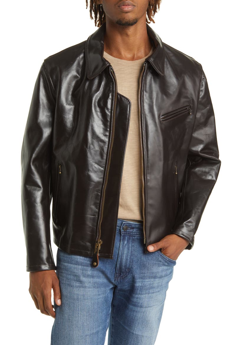 Classic Heavy Steerhide Racer Jacket, Main, color, BROWN