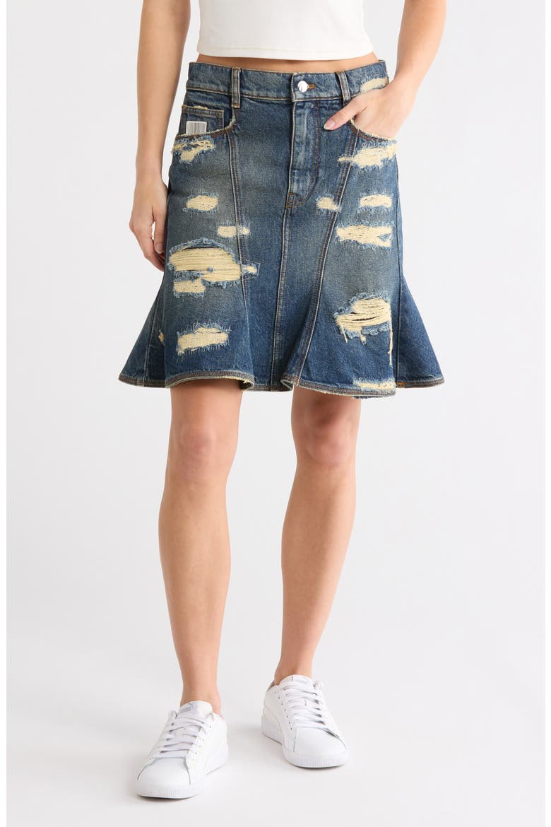 Rip & Repair Denim Miniskirt, Main, color, PUNK INDIGO