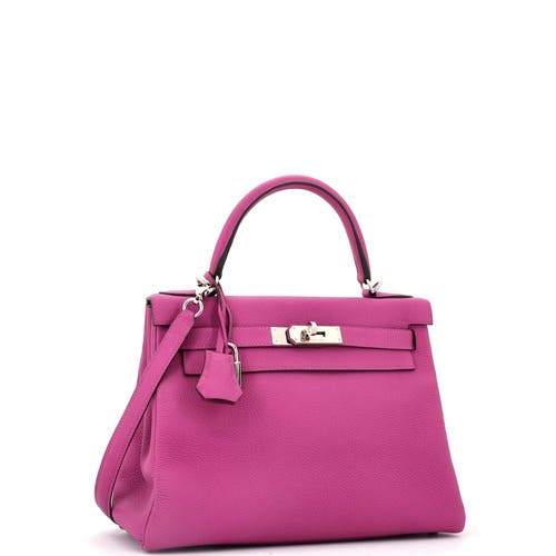 Pre-owned Hermes Hermes Kelly Handbag Pink Togo With Palladium Hardware 28 In Purple