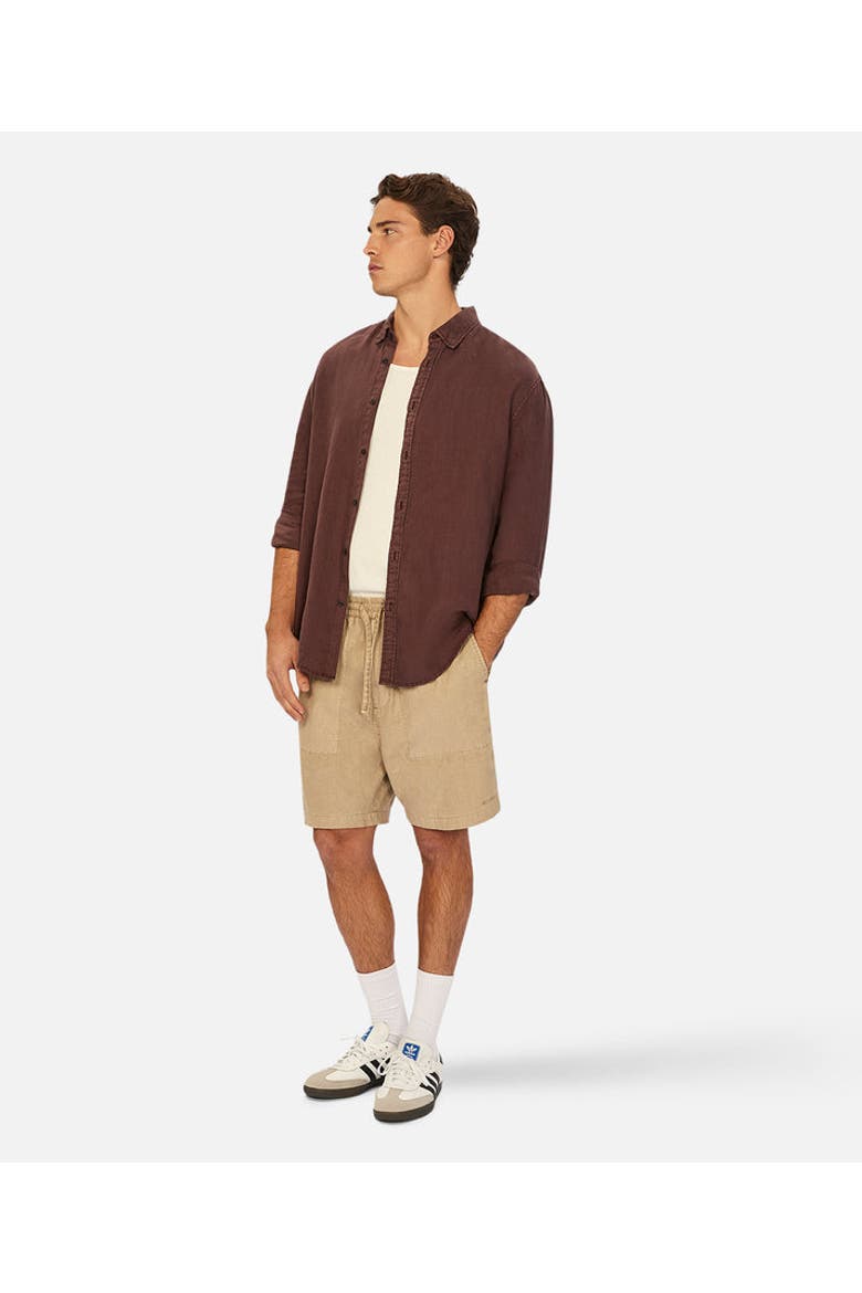 The Tennyson Linen Long Sleeve Shirt, Alternate, color, BORDEAUX