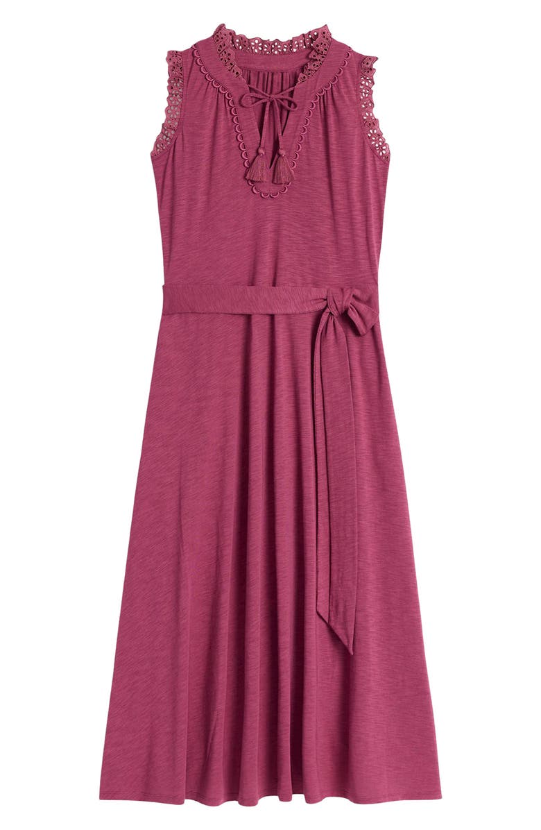 Boden Aria Embroidered Eyelet Trim Cotton Blend Midi Dress, Alternate, color,