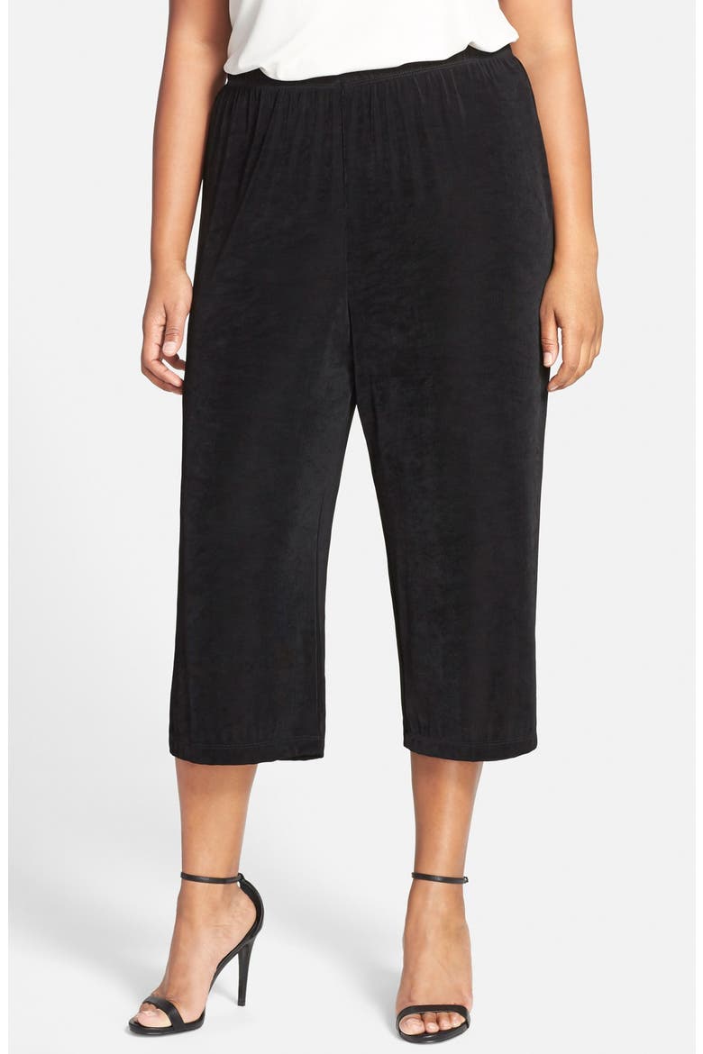 High Rise Stretch Knit Crop Pants, Main, color, BLACK