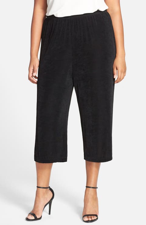 High Rise Stretch Knit Crop Pants (Plus Size)