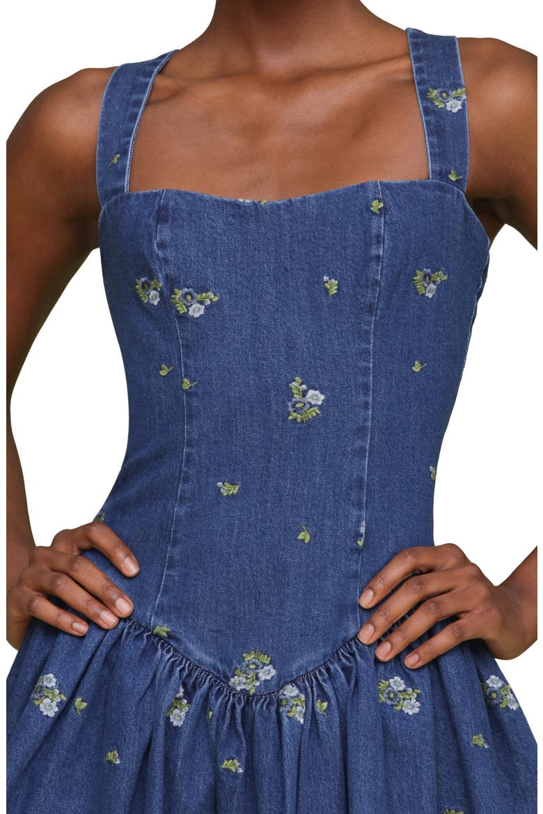 Embroidered Denim Romper, Alternate, color, KAURI WASH W/ DITSY F