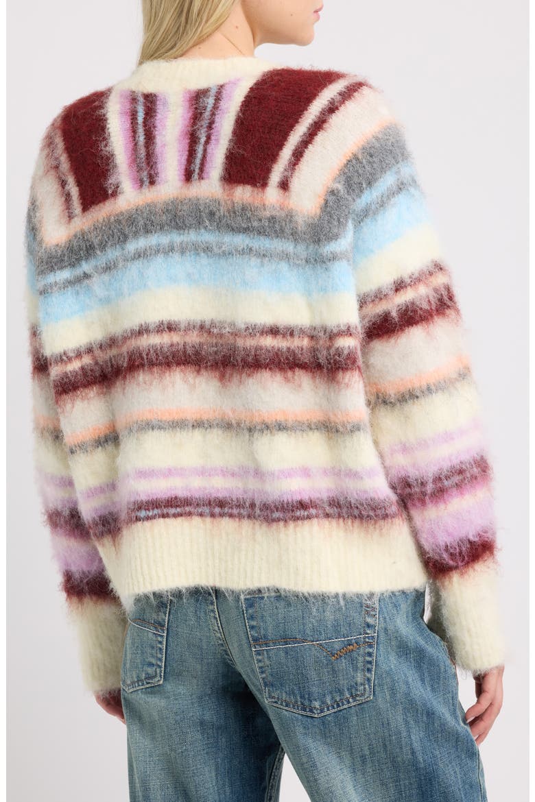 Stripe Brushed Crewneck Sweater, Alternate, color, RED STRIPE