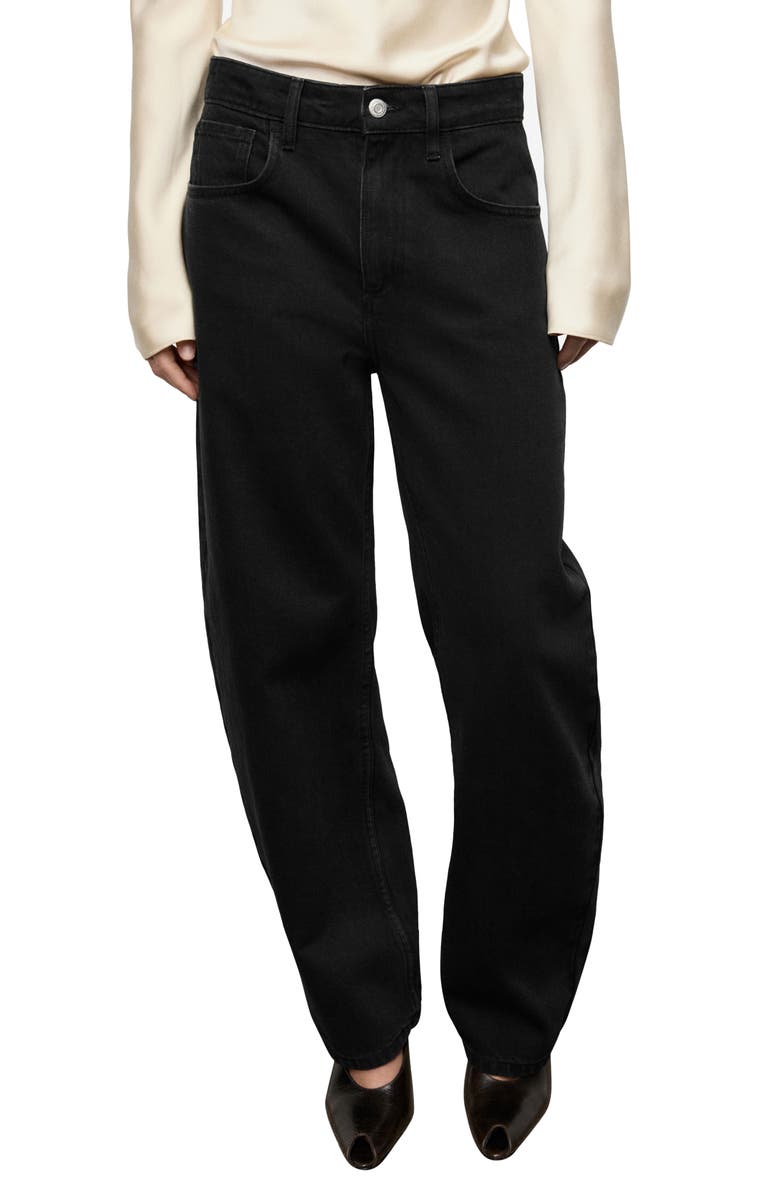 MANGO High Waist Balloon Jeans, Main, color, Black Denim