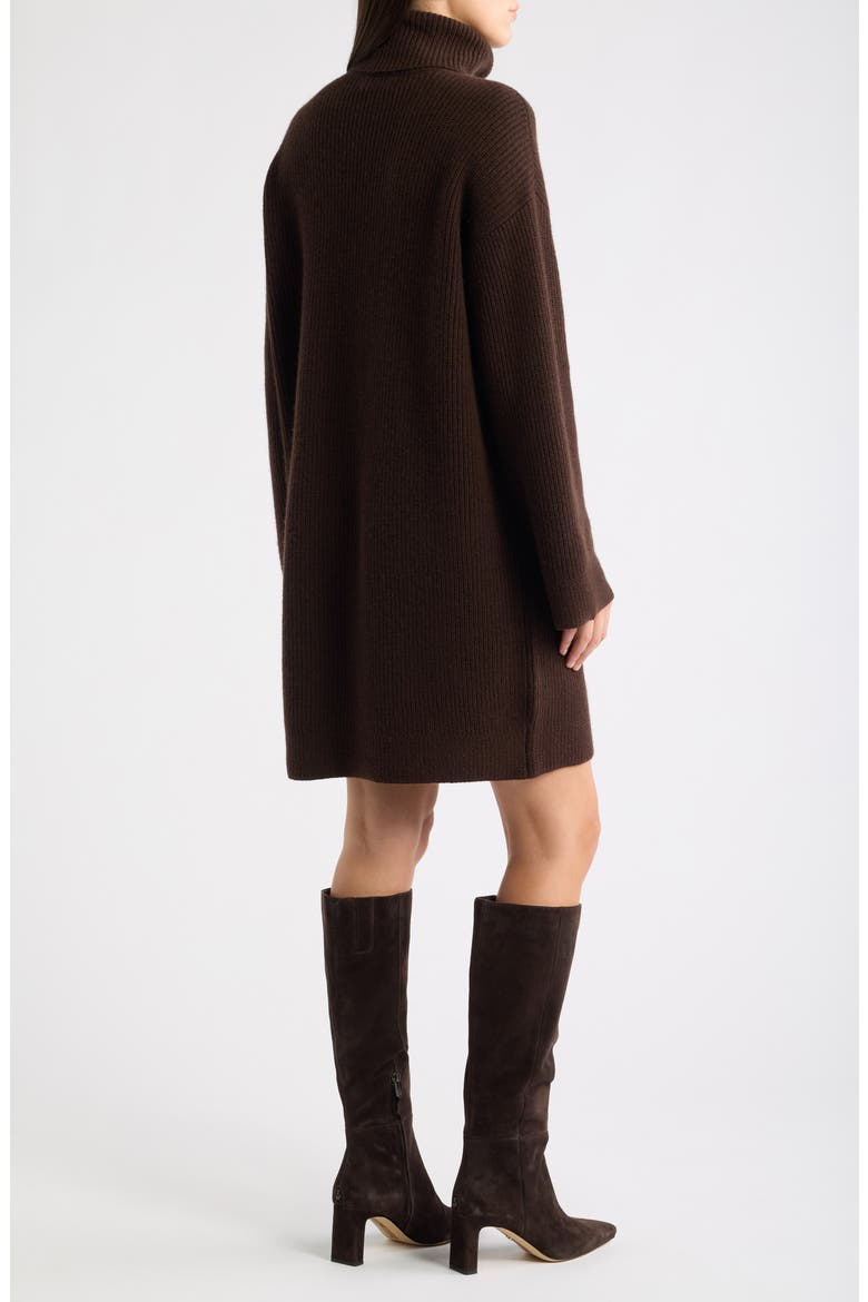 Wool & Cashmere Turtleneck Dress, Alternate, color, BROWN