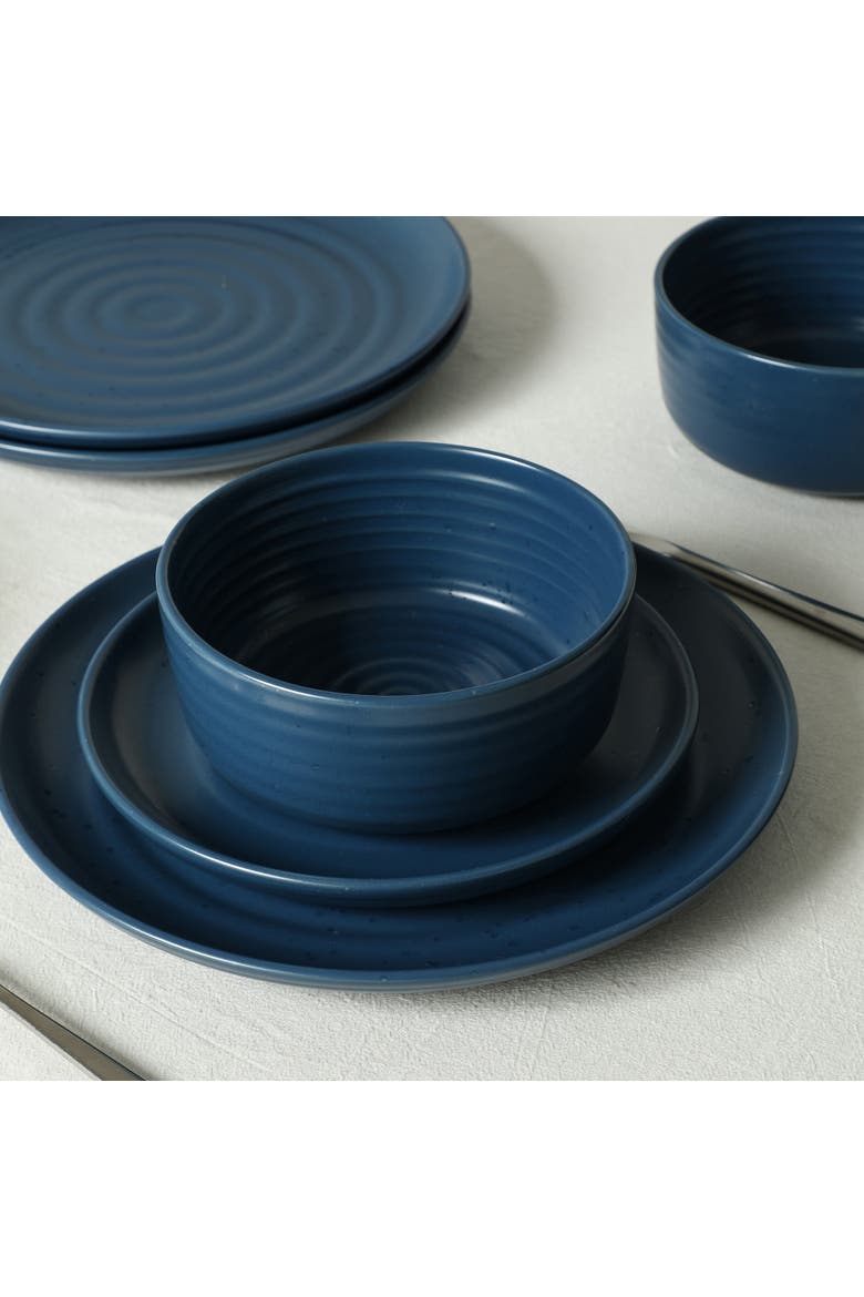 Ion Stoneware 12-Piece Dinnerware Set, Alternate, color, Blue