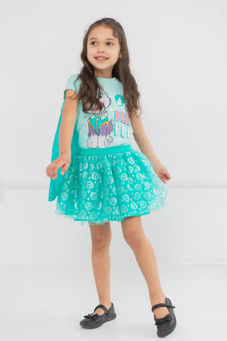 Everest T-Shirt and Tutu Set with Cape, Alternate, color, Everest Mint Teal