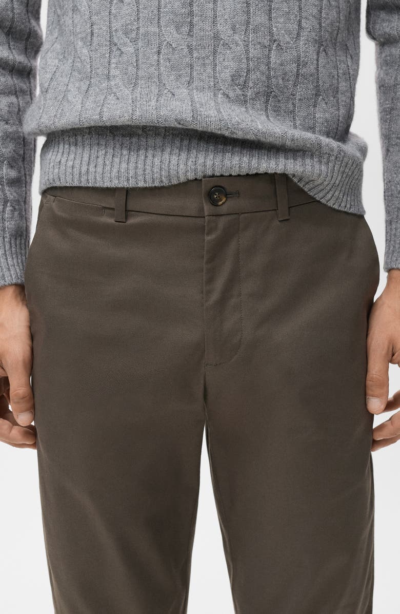 MANGO Dublino Slim Fit Flat Front Stretch Stretch Chinos, Alternate, color, Chocolate