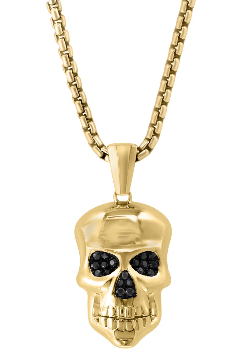 Black Spinel Skull Pendant Necklace, Main, color, BLACK