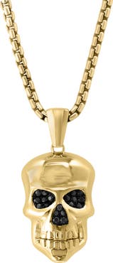 EFFY Black Spinel Skull Pendant Necklace