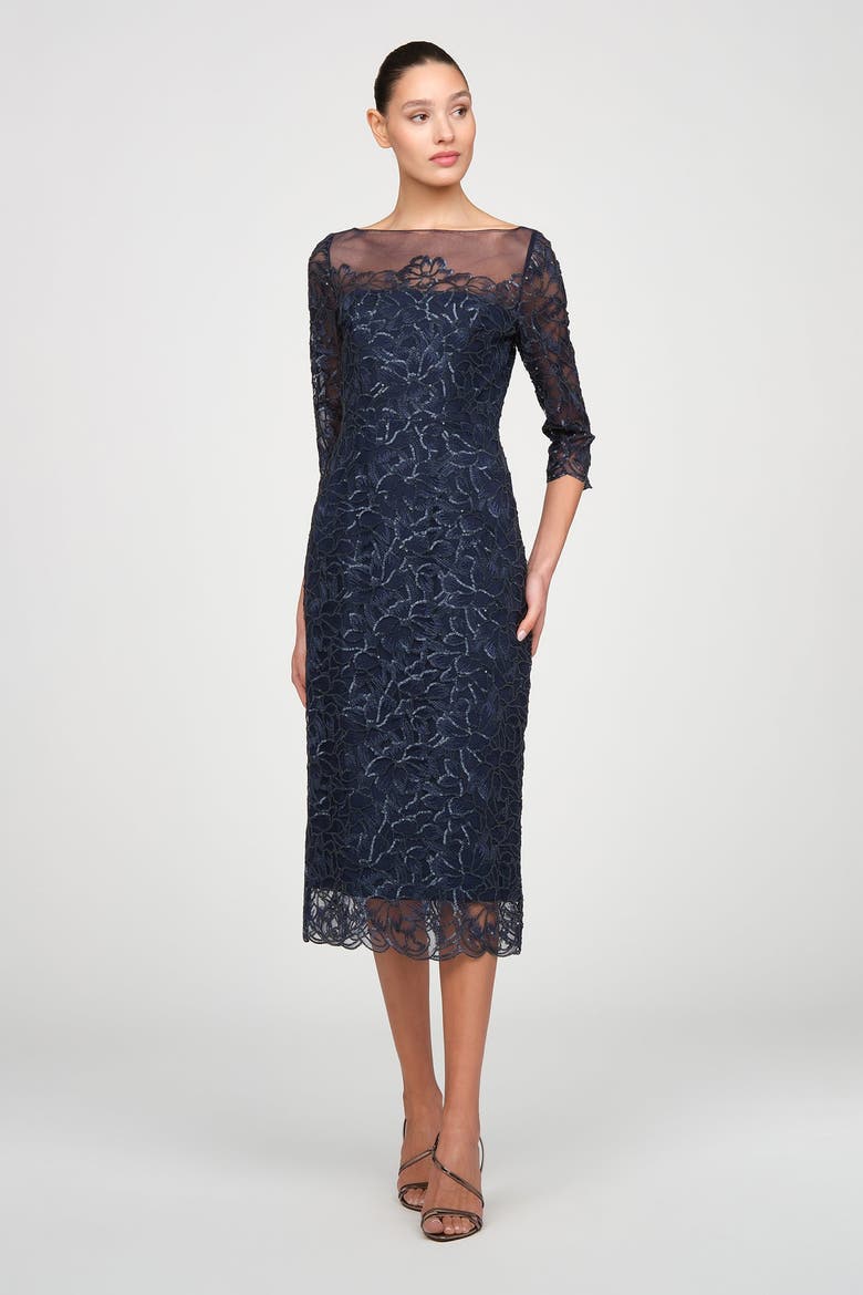 Marbella Beaded Midi Dress, Main, color, Nautical Navy