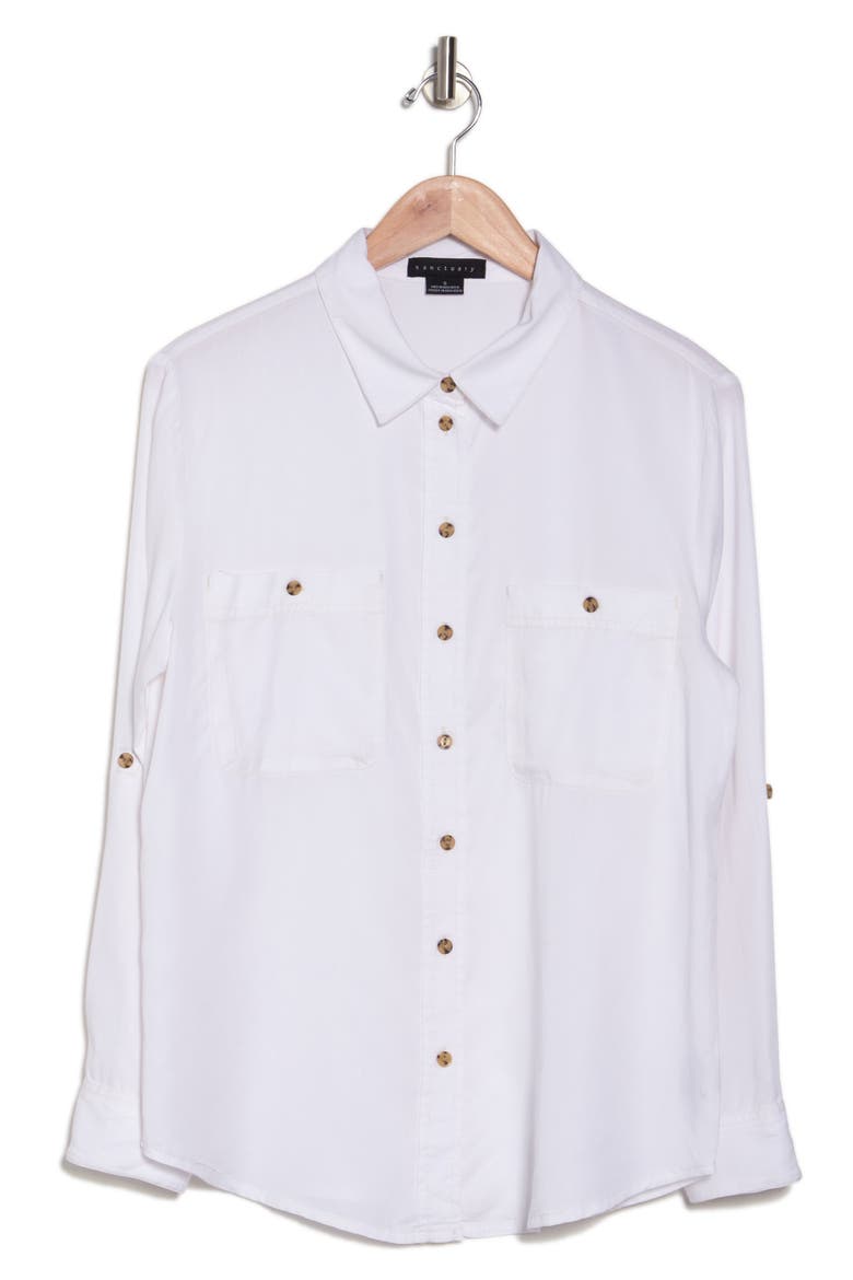 Tencel® Lyocell Boyfriend Button-Up Shirt, Alternate, color, WHITE