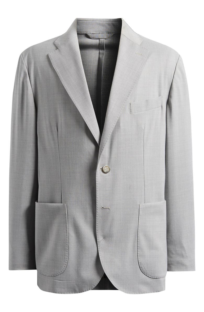 Eton Lana Tailored Fit Hopsack Tech Soft Wool Blend Blazer, Main, color, Light Grey