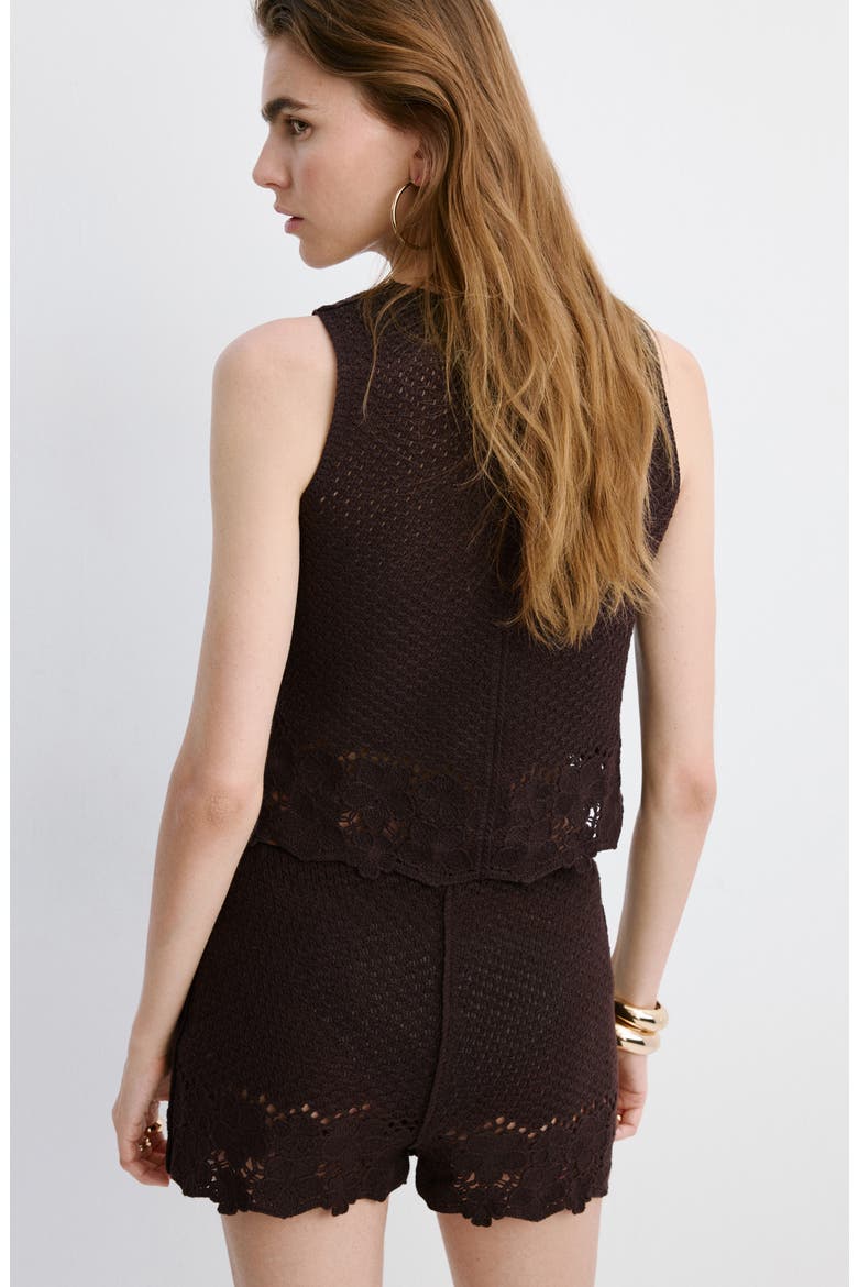 Crochet Mid Rise Mini Shorts, Alternate, color, BROWN